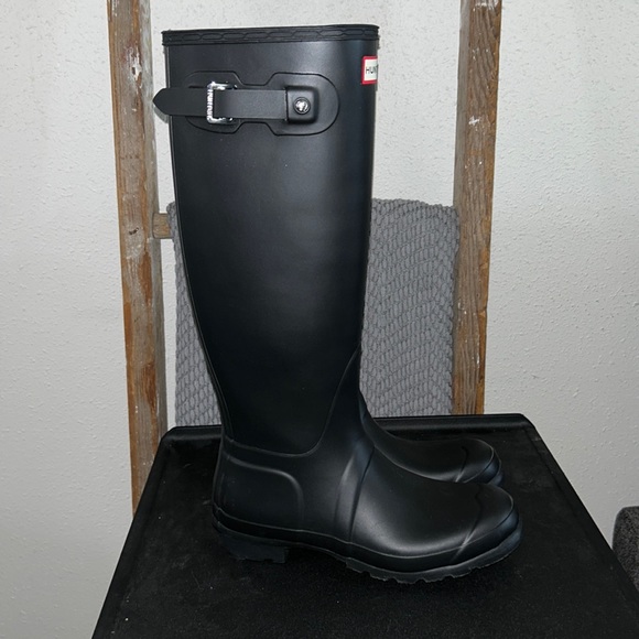 Hunter below the knee rubber rain boots black size 8 - Picture 1 of 8